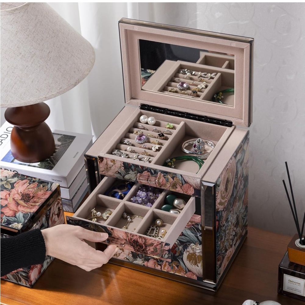 Homruilink 5 tier glass jewelry box - Picture 2 of 8